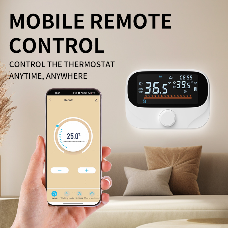Tuya WiFi స్మార్ట్ థర్మోస్టాట్, °C/°F స్విచ్‌బుల్ డిస్‌ప్లేతో